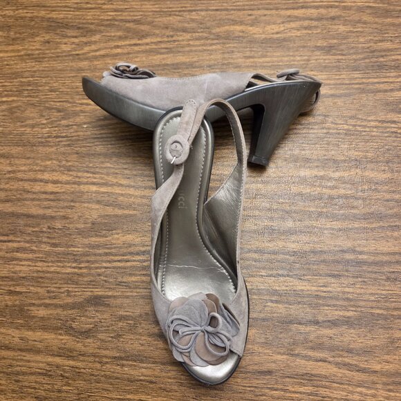 DANIELE TUCCI Women's Brushed Suede Leather Upper Open Toe Slingback Heels 7.5M - Picture 8 of 15